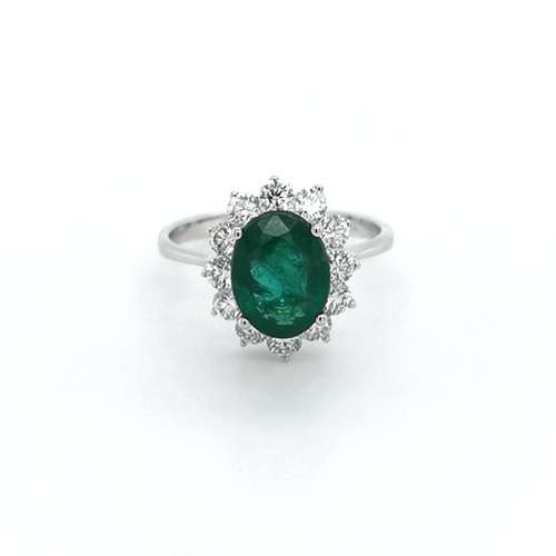 18ct white gold emerald and diamond cluster ring murray co jewellers belfast
