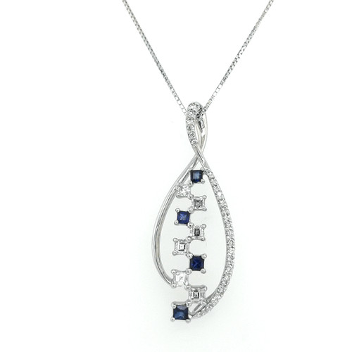 18ct white gold sapphire and diamond pendant murray co jewellers belfast