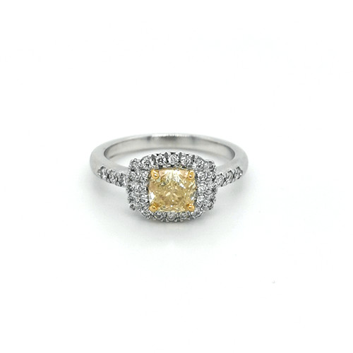18ct White Gold 1.40ct Yellow & White Diamond Cluster Ring murray co jewellers belfast