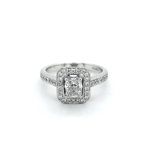 Platinum 1.03ct Radiant Cut Diamond Cluster Engagement Ring murray co jewellers belfast