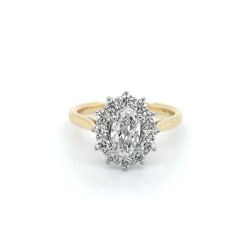 18ct Yellow Gold 1.51ct Oval Diamond Cluster Engagement Ring murray co jewellers belfast