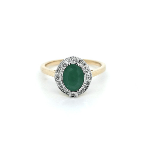 9ct Yellow Gold 1.60ct Emerald & 0.10ct Diamond Cluster Ring murray co jewellers belfast