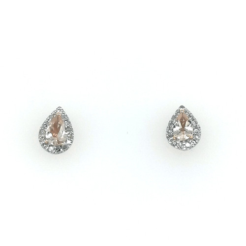 9ct Rose Gold 0.32ct Morganite & 0.18ct Diamond Cluster Earrings murray co jewellers belfast