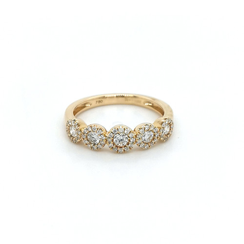 18ct Yellow Gold 0.50ct Diamond 5 Circle Cluster Eternity Ring murray co jewellers belfast