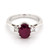 14ct White Gold 2.18ct Oval Ruby & 0.20ct Diamond 3 Stone Ring murray co jewellers belfast