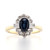 9ct Yellow Gold 1.18ct Sapphire & 0.30ct Diamond Cluster Ring murray co jewellers belfast