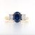 18ct Yellow Gold Lab Grown 1.64ct Sapphire & 0.50ct Diamond 3 Stone Ring murray co jewellers belfast