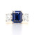 18ct Yellow Gold Lab Grown 3.16ct Sapphire & 1.55ct Diamond 3 Stone Ring murray co jewellers belfast