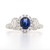 18ct White Gold 0.87ct Sapphire & 0.66ct Diamond 3 Stone Cluster Ring murray co jewellers belfast