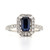 Platinum 1.52ct Octagon Sapphire & 0.42ct Diamond Cluster Ring murray co jewellers belfast