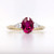 9ct Yellow Gold Lab Grown 1.62ct Ruby & 0.20ct Diamond 3 Stone Ring murray co jewellers belfast