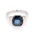 9ct White Gold 3.52ct London Blue Topaz & 0.34ct Diamond 3 Stone Ring murray co jewellers belfast