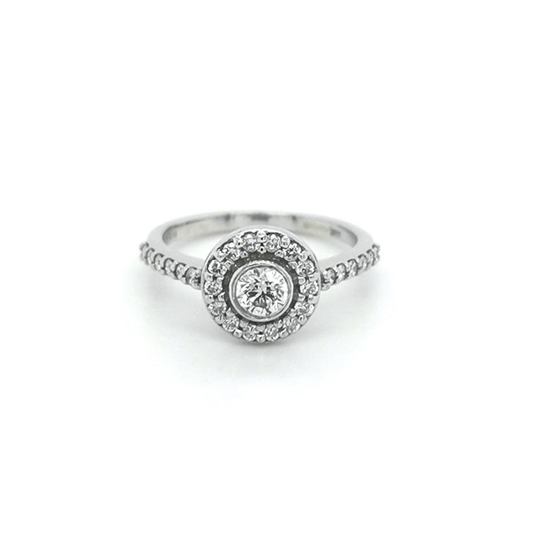 Platinum 0.60ct Rub Over Style Halo Cluster Diamond Ring diamond ring engagement ring belfast wedding ring eternity ring diamond jewellery