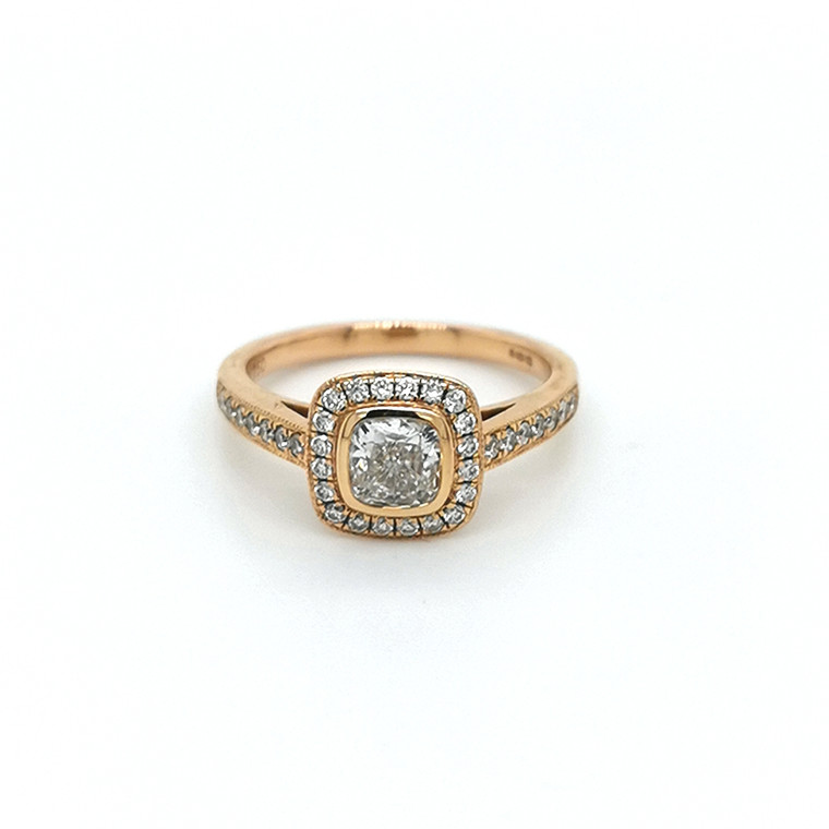 18ct Rose Gold 1.06ct Cushion Rub Over Diamond Cluster Ring diamond ring engagement ring belfast wedding ring eternity ring diamond jewellery