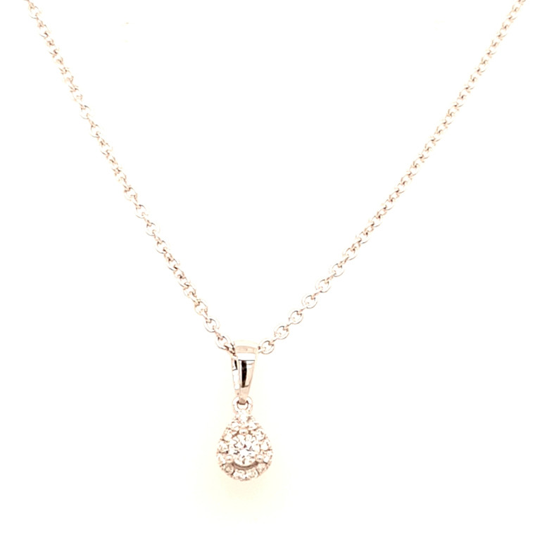 18ct White Gold 0.10ct Small Pear Diamond Pendant physical Diamond Pendants Murray & Co.