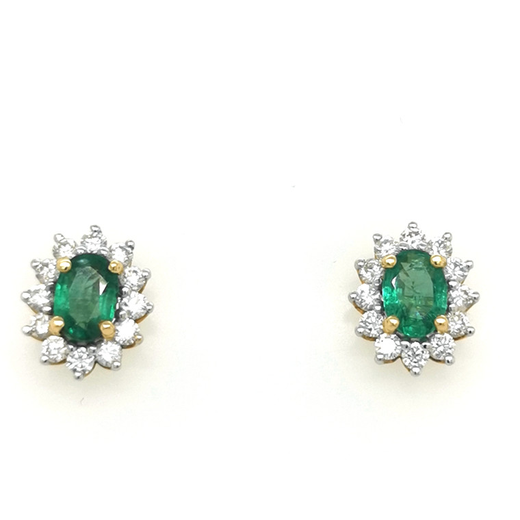 18ct Yellow Gold 1.27ct Emerald & 0.81ct Diamond Earrings diamond ring engagement ring belfast wedding ring eternity ring diamond jewellery