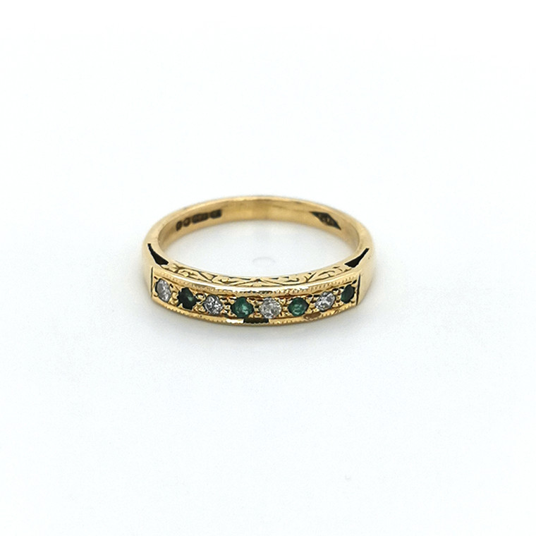 18ct Yellow Gold Emerald & Diamond Eternity Ring diamond ring engagement ring belfast wedding ring eternity ring diamond jewellery