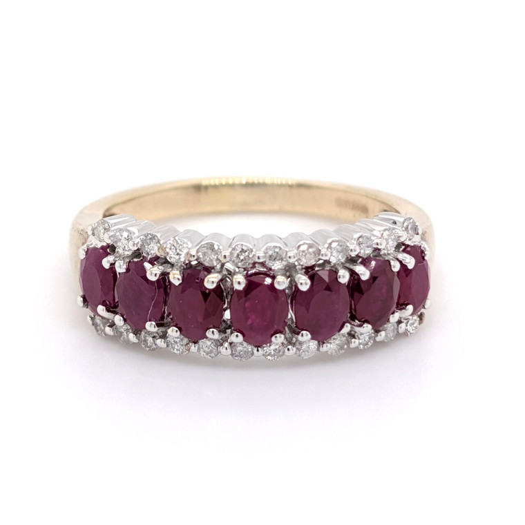 9ct Yellow Gold Oval Ruby & 0.25ct Diamond Eternity Ring diamond ring engagement ring belfast wedding ring eternity ring diamond jewellery