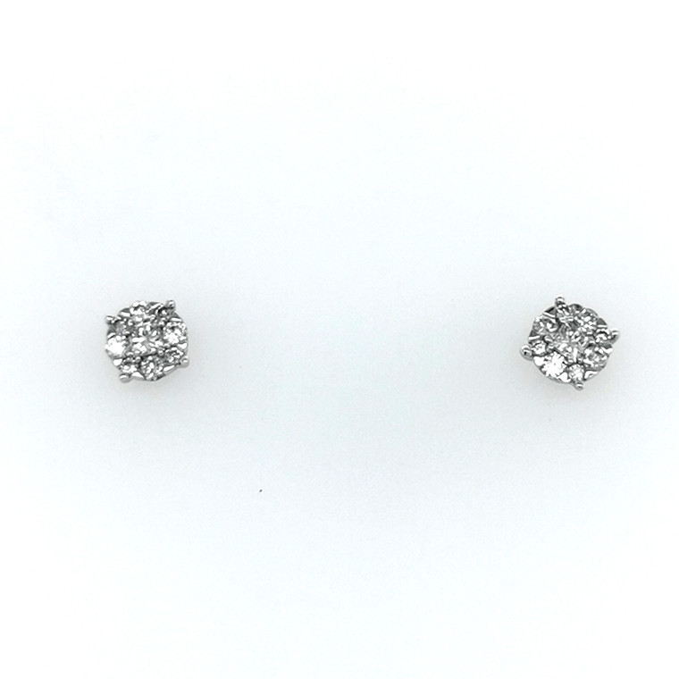 18ct White Gold 0.28ct Illusion Cluster Diamond Earrings diamond ring engagement ring belfast wedding ring eternity ring diamond jewellery