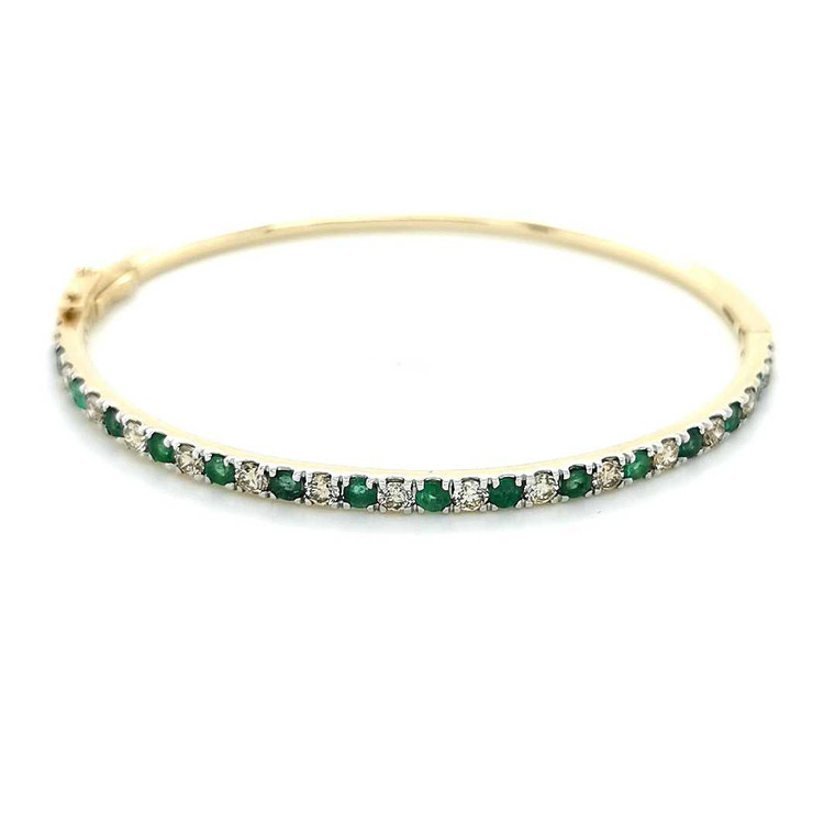 9ct Yellow Gold 1.24ct Emerald & 1.30ct Diamond Bangle diamond ring engagement ring belfast wedding ring eternity ring diamond jewellery