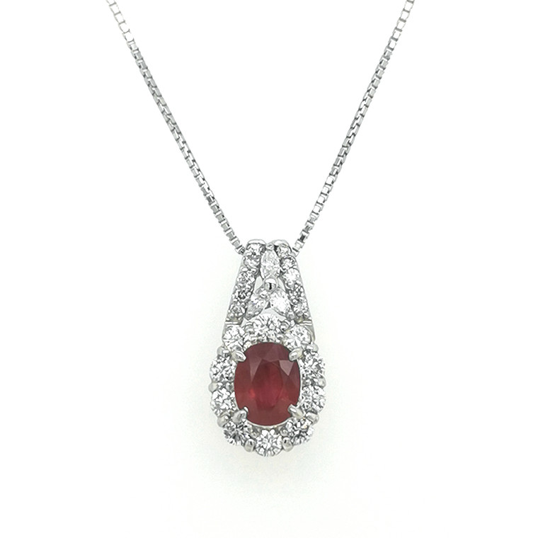 platinum burmese oval ruby and diamond pendant murray co jewellery belfast