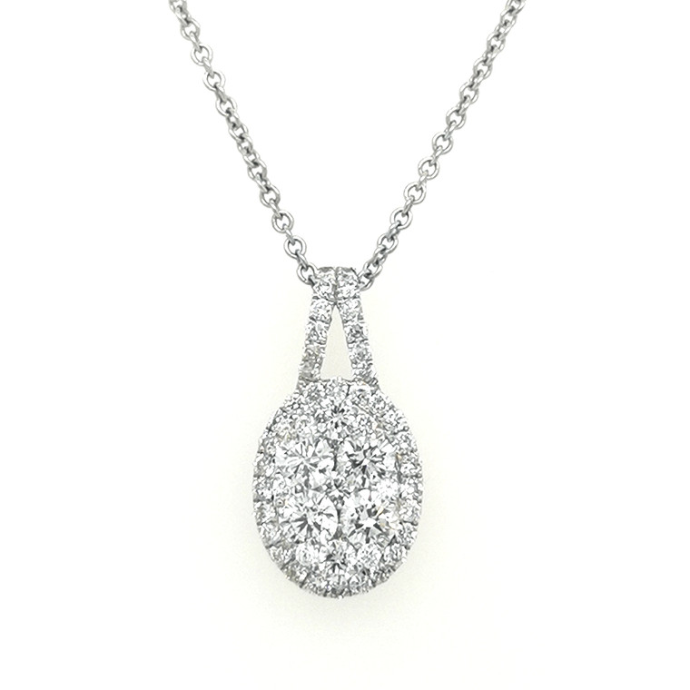 18ct white gold oval diamond illusion cluster pendant murray jewellery belfast