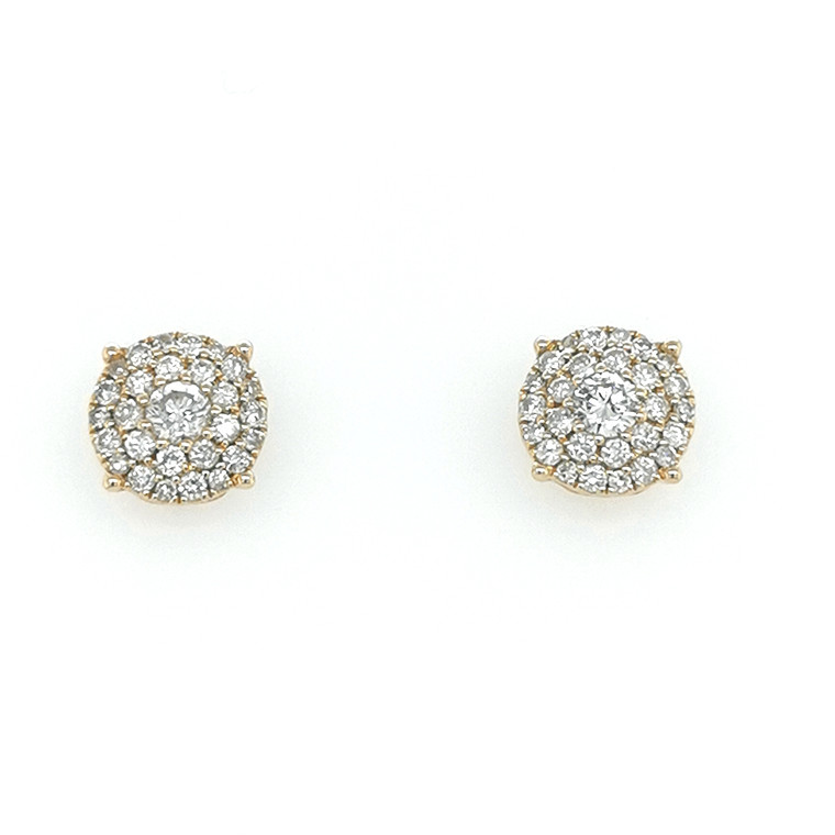 14ct yellow gold 1.40ct illusion style diamond cluster earrings murray co belfast jewellers