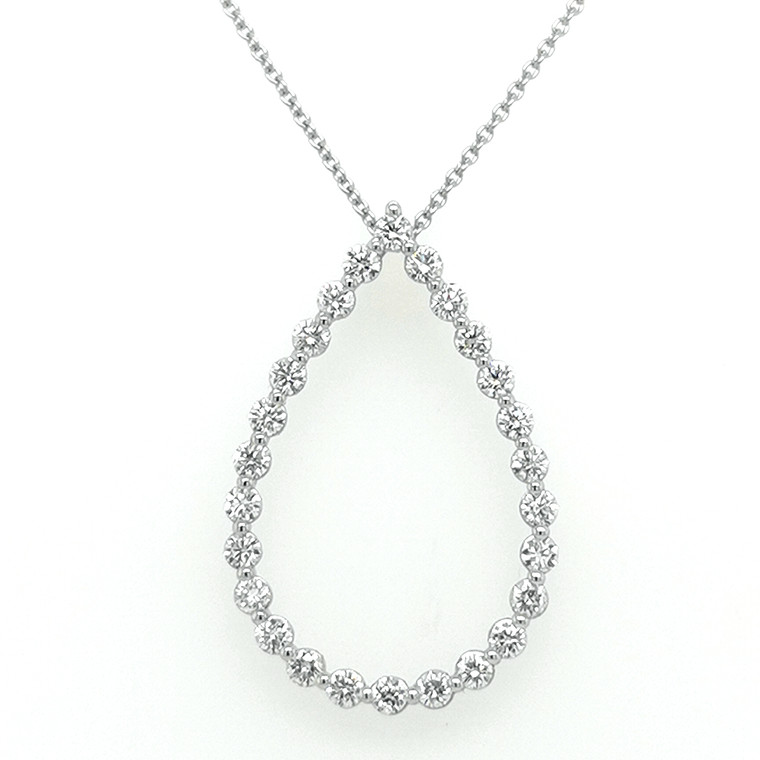 18ct white gold open pear diamond pendant murray co jewellers belfast