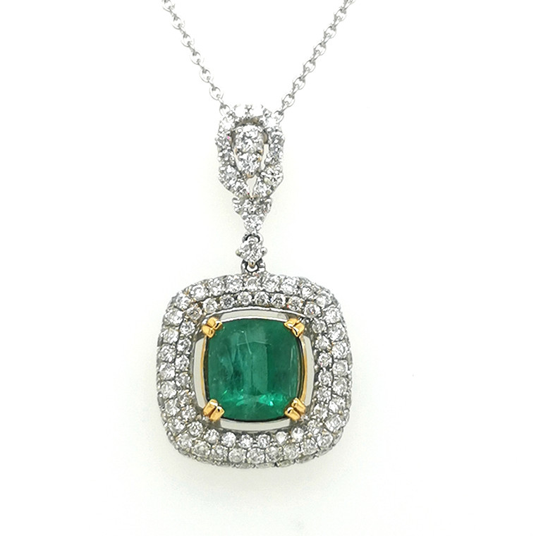 18ct white gold emerald and diamond pendant murray co jewellery belfast