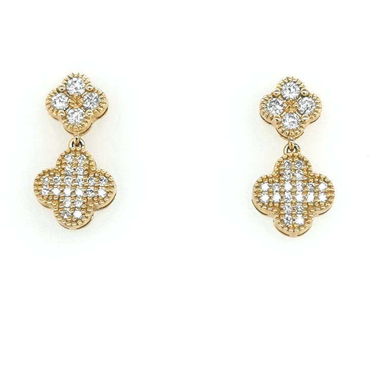 18ct yellow gold cross style diamond drop earrings murray co jewellery belfast