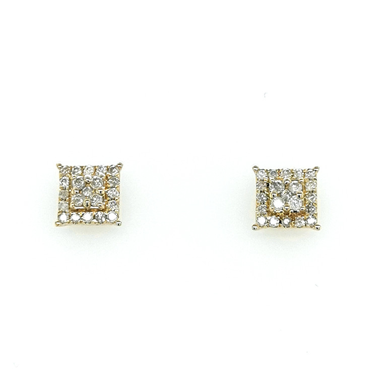 10ct yellow gold illusion set square diamond earrings murray co jewellery belfast