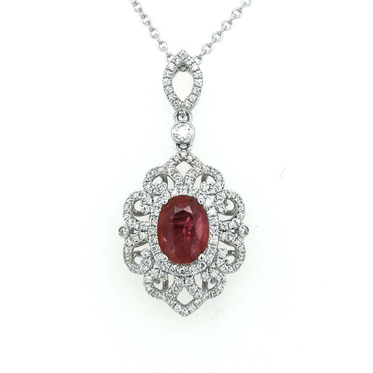 18ct white gold ruby and diamond pendant murray co jewellers belfast