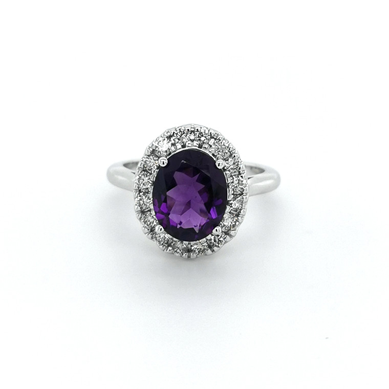 9ct white gold amethyst and diamond cluster ring murray co jewellers belfast