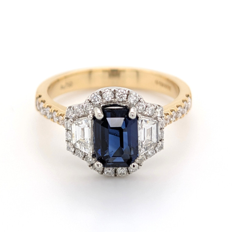 18ct yellow gold sapphire and diamond cluster ring murray co jewellers belfast