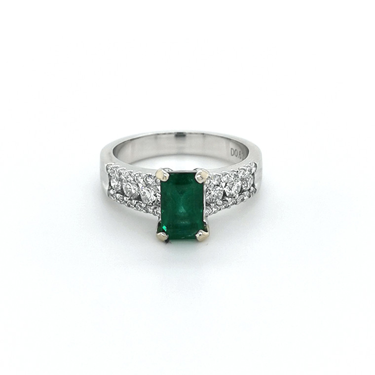 18ct white gold columbian emerald and diamond solitaire ring murray co jewellers belfast