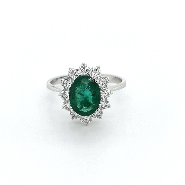 18ct white gold emerald and diamond cluster ring murray co jewellers belfast