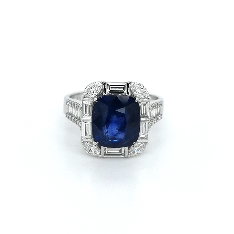 18ct white gold cushion sapphire and diamond cluster ring murray co jewellers belfast