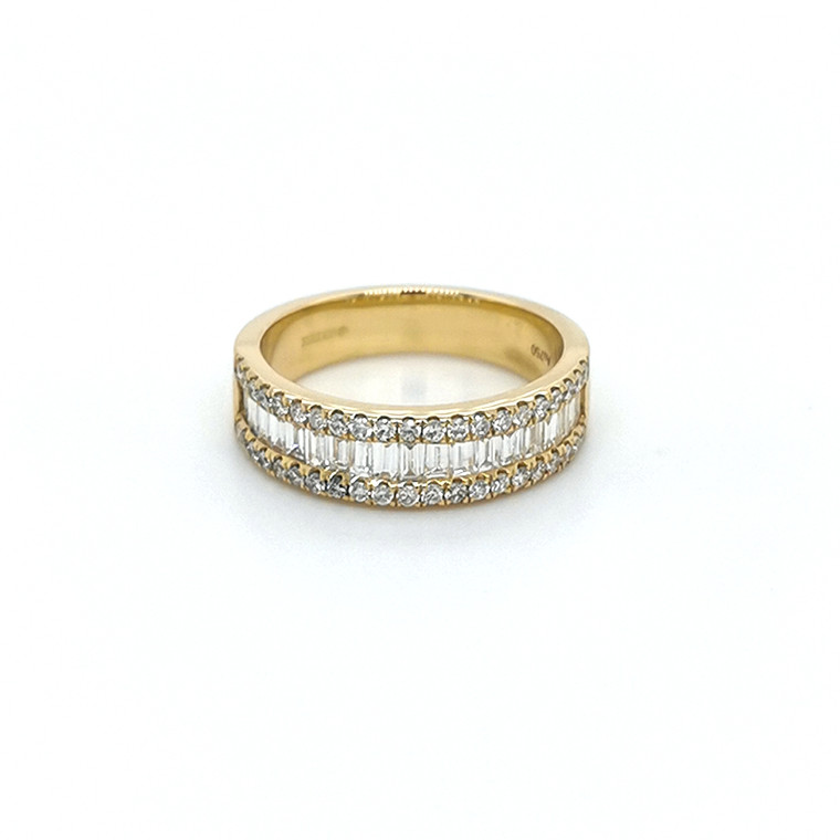 18ct yellow gold baguette and round brilliant diamond eternity ring murray co jewellers belfast