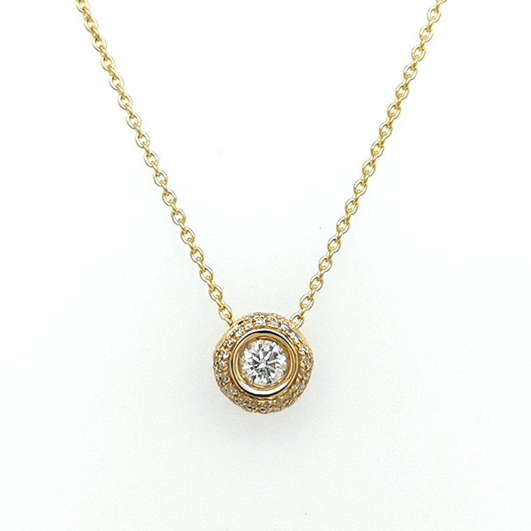 18ct yellow gold rub over set diamond solitaire pendant murray co jewellers belfast