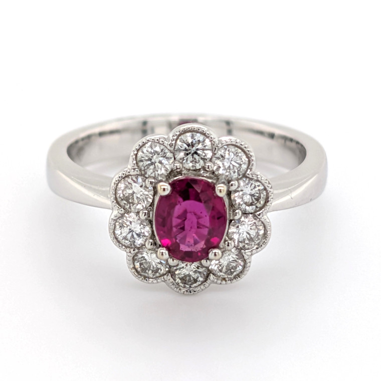 18ct White Gold 0.70ct Ruby & 0.60ct Diamond Cluster Ring diamond ring engagement ring belfast wedding ring eternity ring diamond jewellery