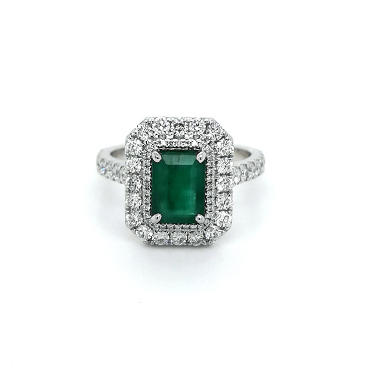 platinum octagon emerald and diamond cluster ring murray co jewellers belfast