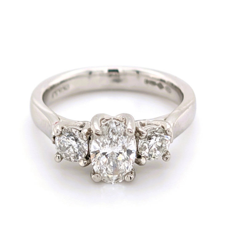 platinum oval and round brilliant diamond 3 stone engagement ring murray co jewellers belfast