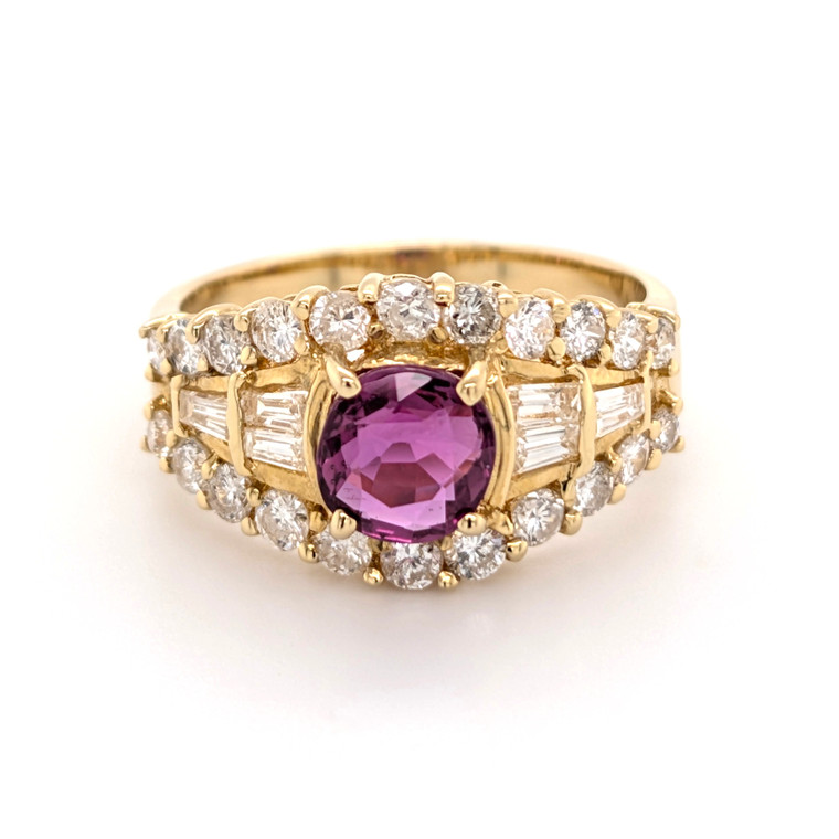18ct Yellow Gold 1.07ct Ruby & 1.05ct Diamond Cluster Ring murray co jewellers belfast