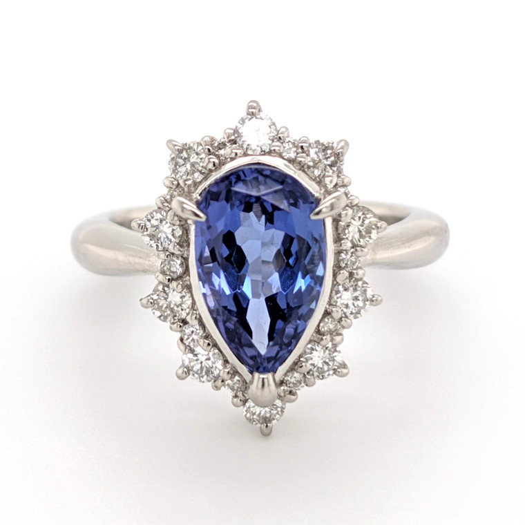 platinum pear tanzanite and diamond cluster ring murray co jewellers belfast