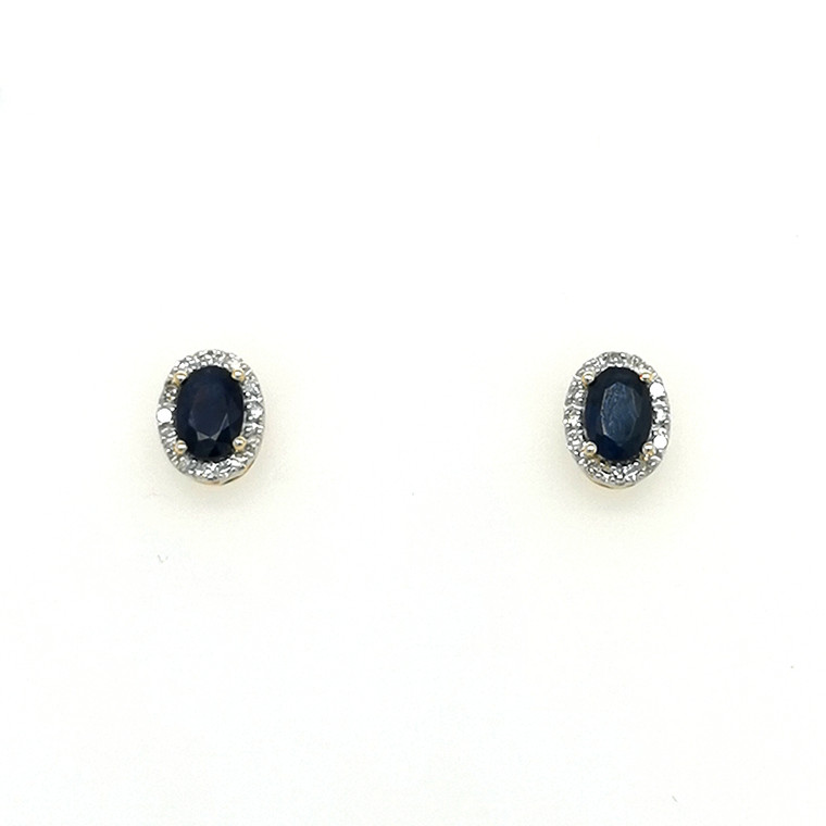 14ct yellow gold sapphire and diamond oval cluster earrings murray co jewellers belfast
