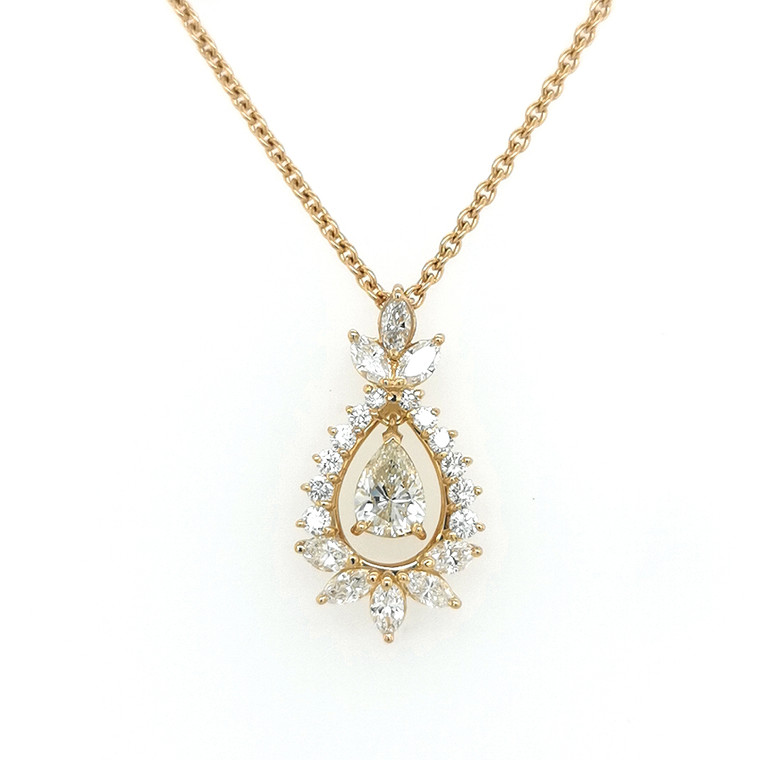 18ct yellow gold pear and marquise diamond pendant murray co jewellers belfast