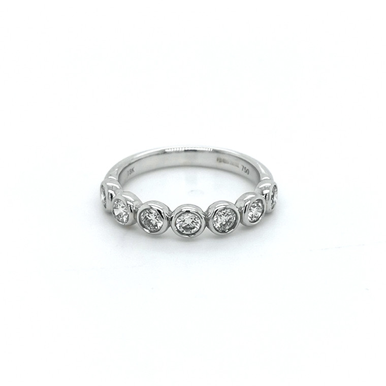 18ct White Gold 0.60ct Rub Over Diamond 7 Stone Ring murray co jewellers belfast