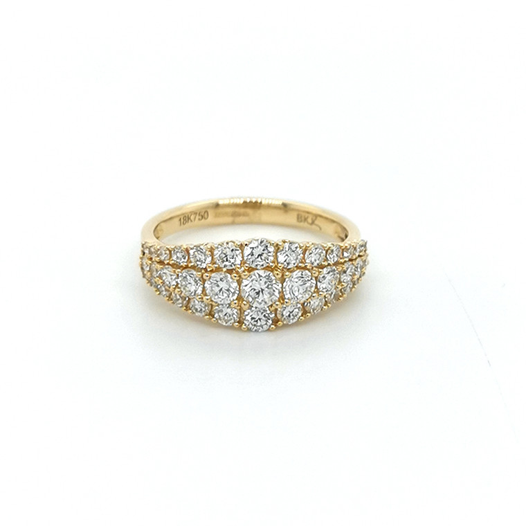 18ct Yellow Gold 1.25ct Diamond Triple Row Tapered Eternity Ring murray co jewellers belfast