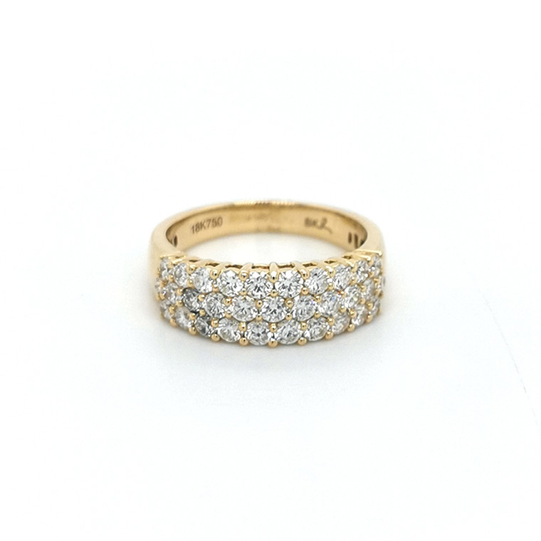 18ct Yellow Gold 1.25ct Triple Row Diamond Eternity Ring murray co jewellers belfast