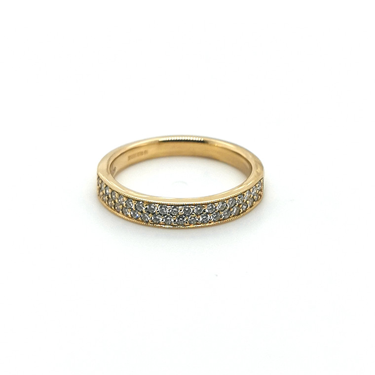 18ct Yellow Gold 0.35ct Diamond Double Row Pavé Set Wedding Ring murray co jewellers belfast